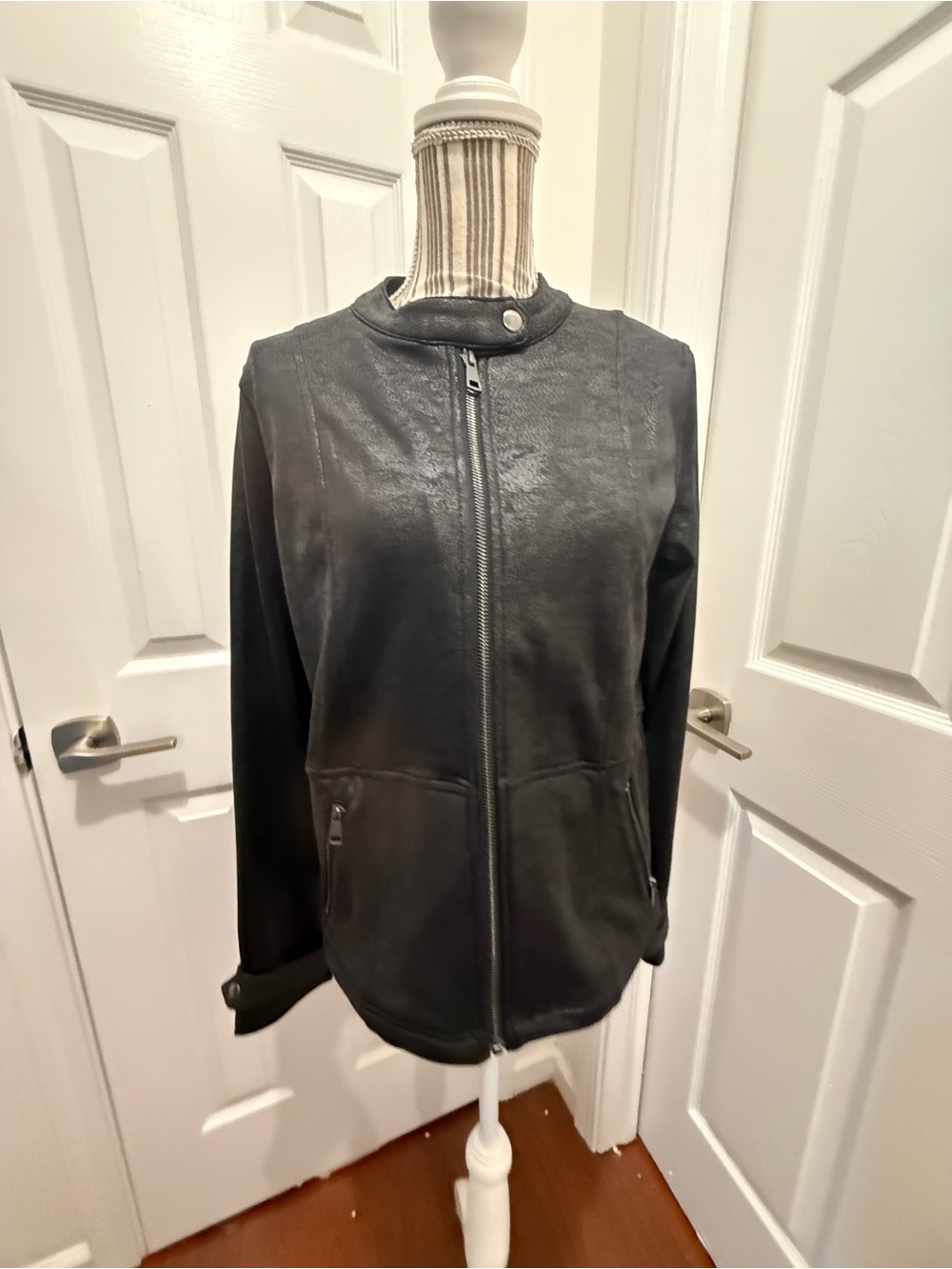 Grace and Lace Cafe Racer Moto Jacket Black Zip-Front Jacket Medium